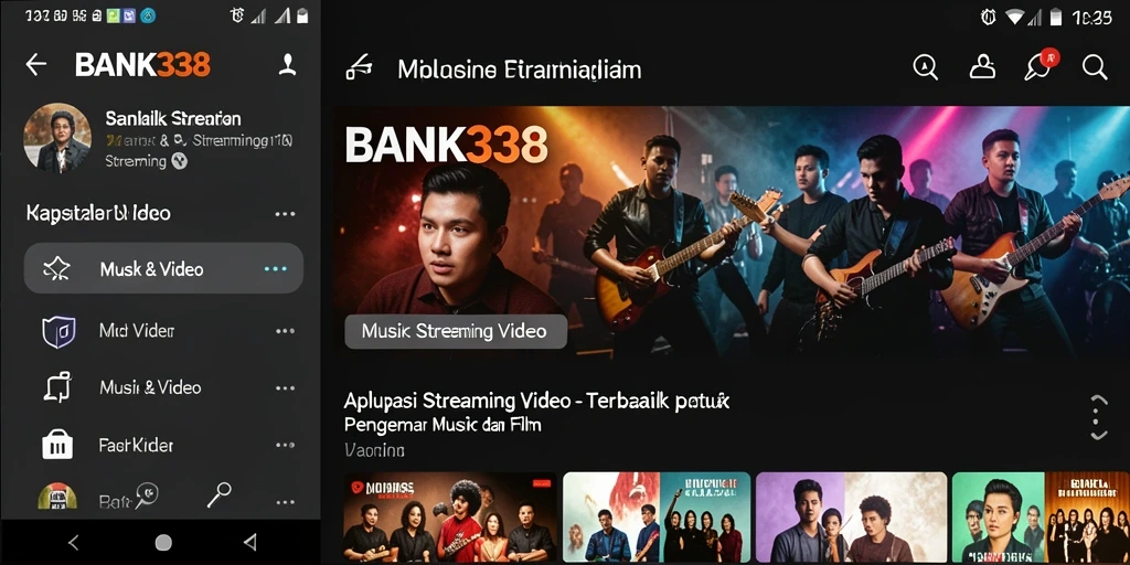 Tampilan antarmuka BANK338 saat streaming video musik dan film.