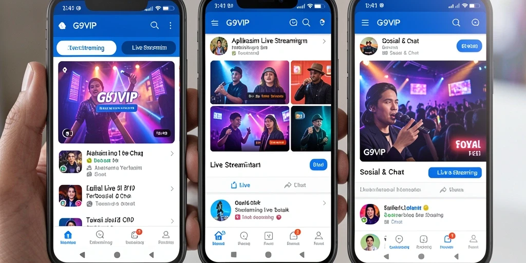 Tampilan antarmuka G9VIP dengan fungsi Live Streaming yang menarik.