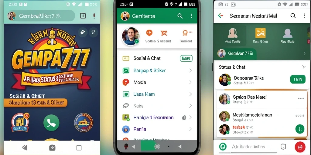 Antarmuka GEMPA777 dengan koleksi stiker menarik.