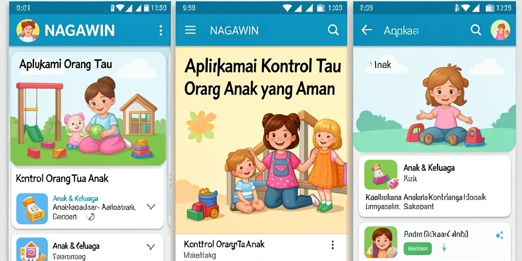 Antarmuka aplikasi NAGAWIN untuk kontrol orang tua yang intuitif.