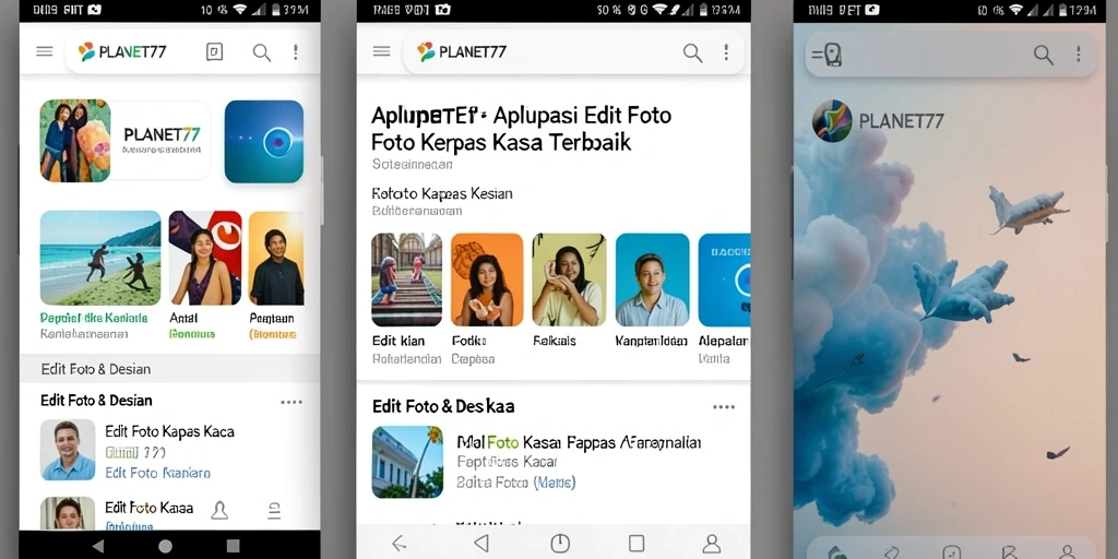 Tampilan antarmuka PLANET77 yang sederhana dan efektif.
