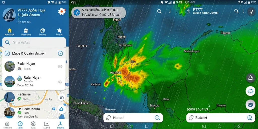 Antarmuka aplikasi PT777 menunjukkan prakiraan hujan dengan jelas dan informatif.