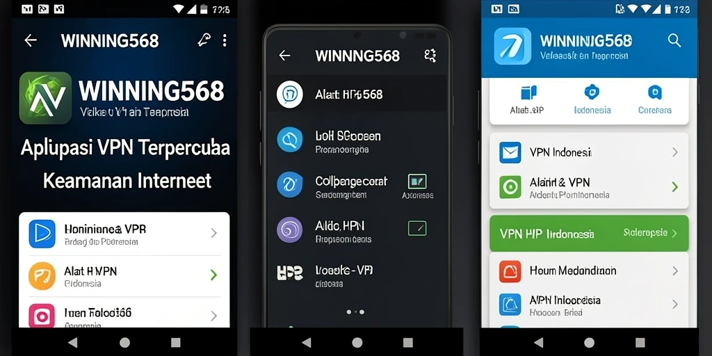 Antarmuka aplikasi WINNING568 yang sederhana dan fungsional untuk VPN Indonesia.